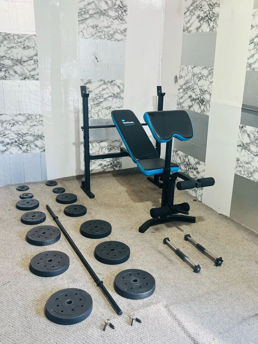 Adjustable weight bench 50kg weights barbell dumbl - Image 2