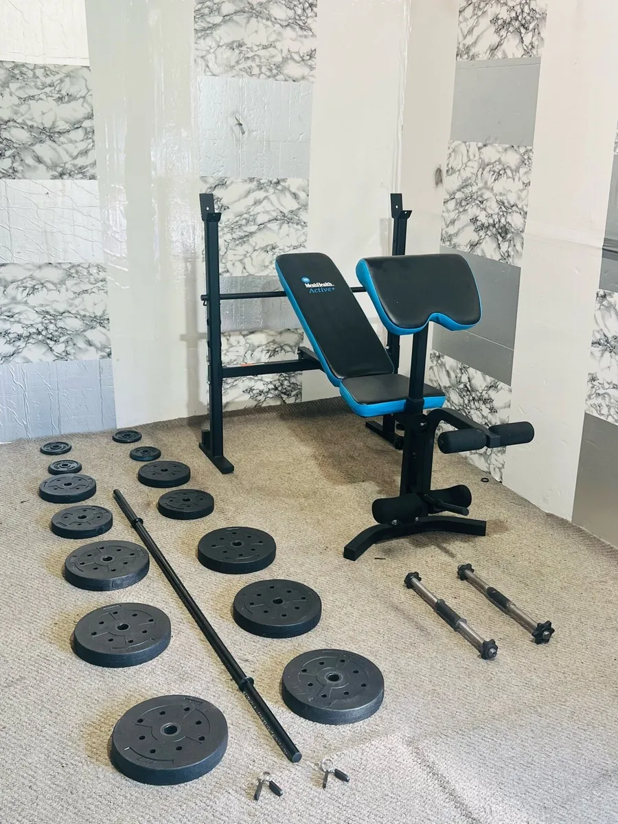 Adjustable weight bench 50kg weights barbell dumbl - Image 3