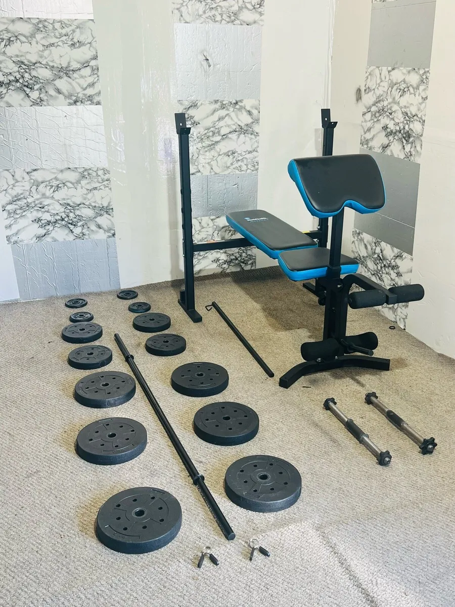 Adjustable weight bench 50kg weights barbell dumbl - Image 1