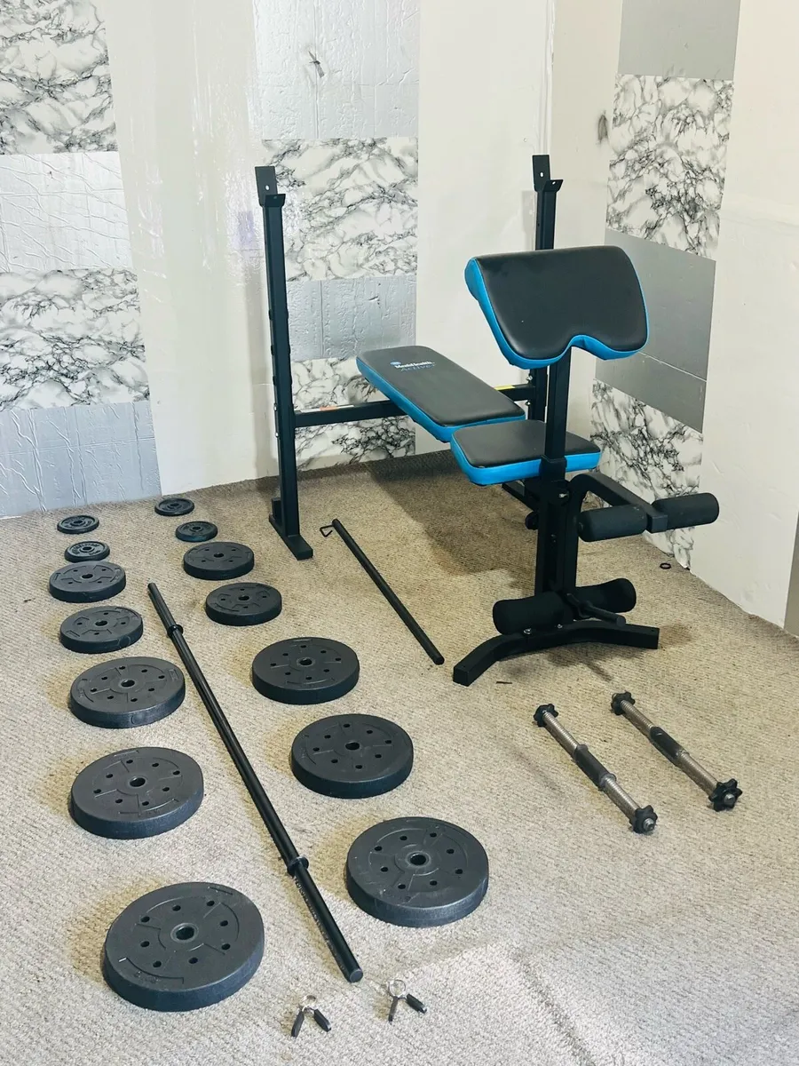Adjustable weight bench 50kg weights barbell dumbl - Image 4