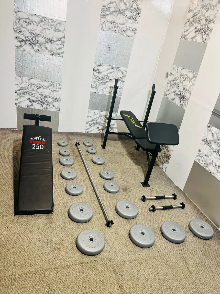 2 X bench’s 50 kg weight barbell dumbbells - Image 4