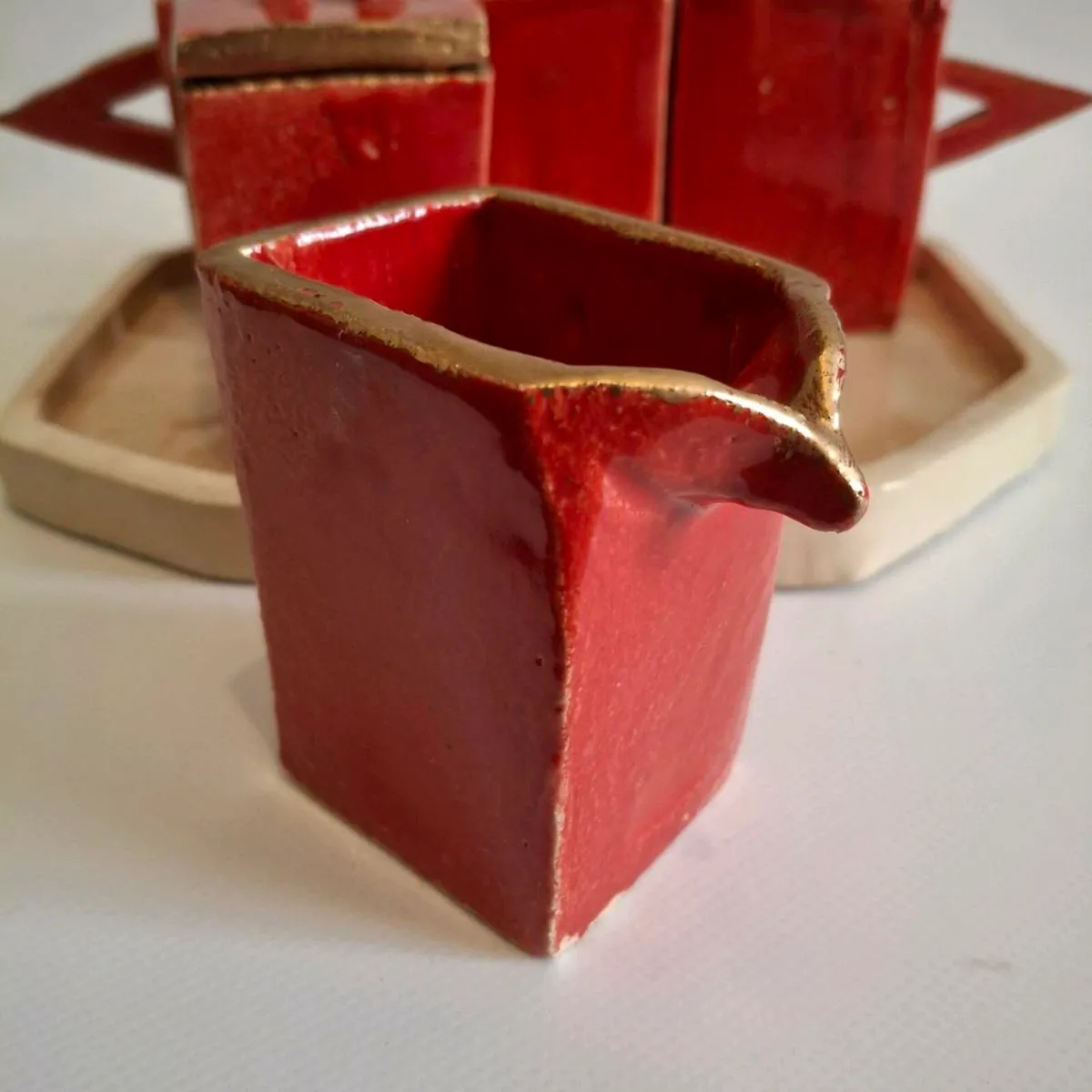 Handmade Pottery Set & Tray - Image 4