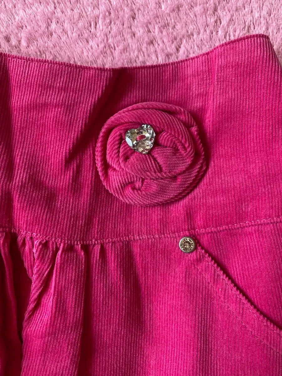 Pink Corduroy Skirt with Tulle Underskirt - Image 2