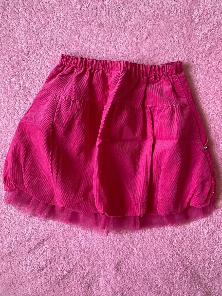 Pink Corduroy Skirt with Tulle Underskirt - Image 4