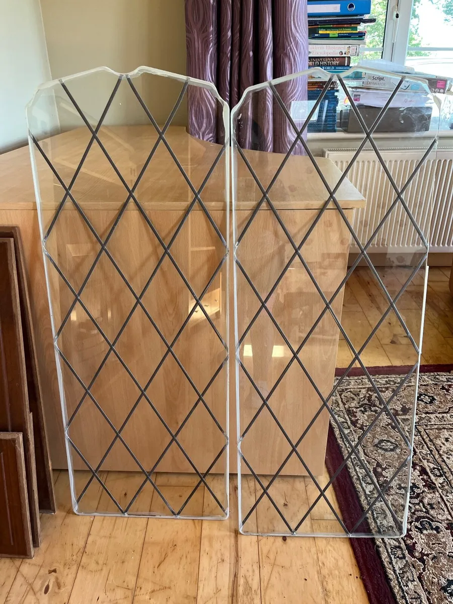 Solid teak wood door panels & stained glass panels - Image 4