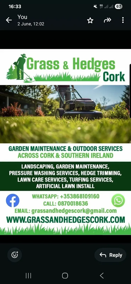 Hedge grass cutting powerwashing Cork