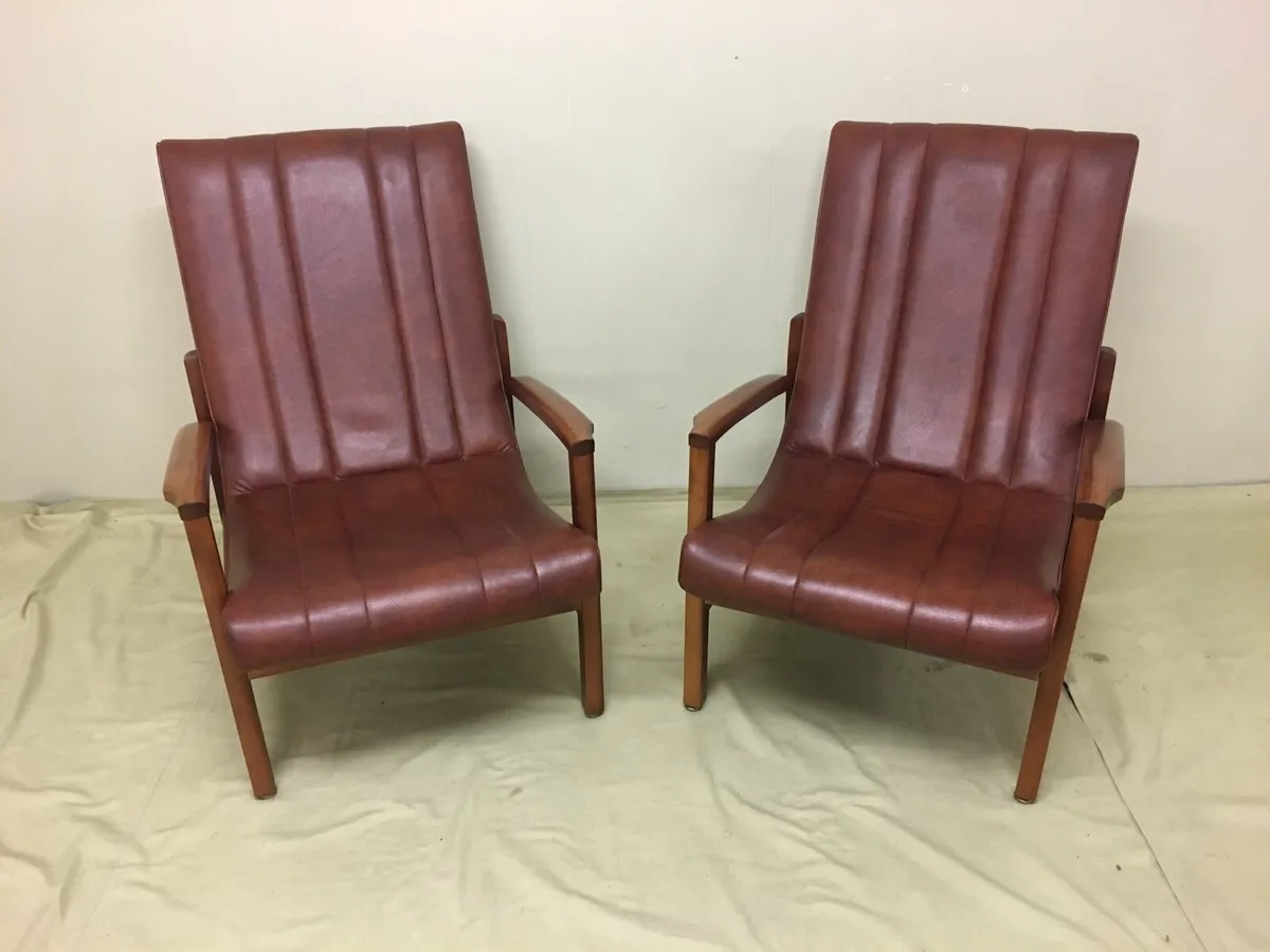 Pair 1970s Armchairs - Image 2