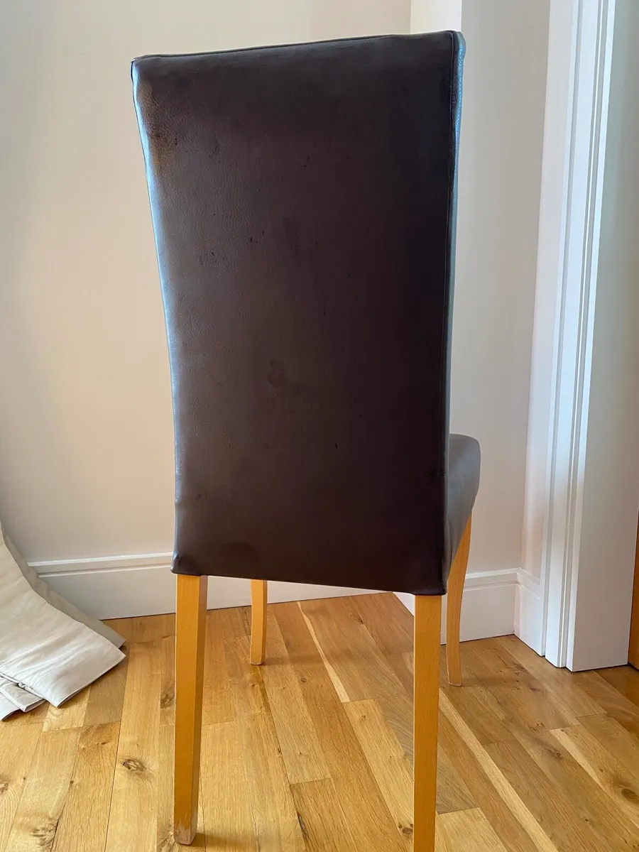 Two Brown Leather Dining Chairs - Image 3