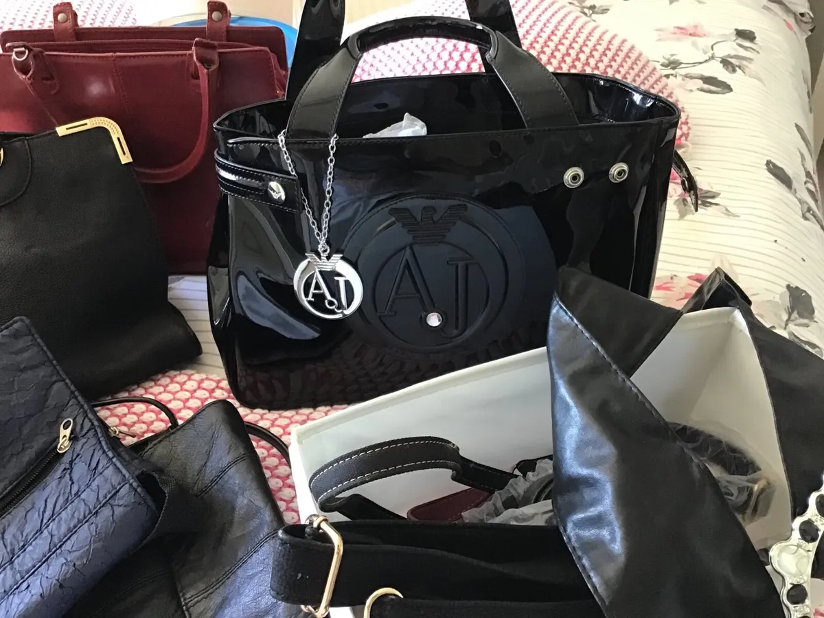 Leather patent Armani bag plus 3 leather bags - Image 1