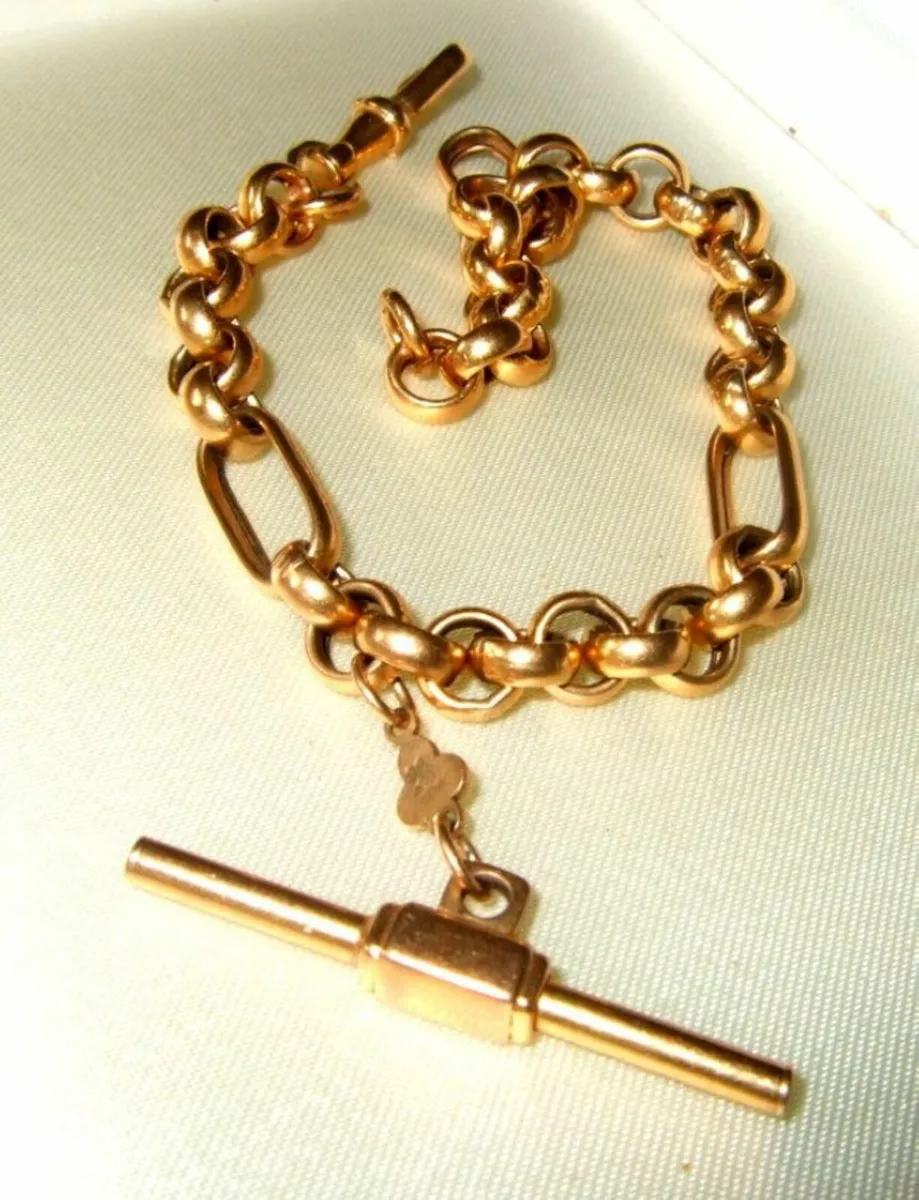 Vintage Chunky Hallmarked 9ct Gold Albert Bracelet - Image 1