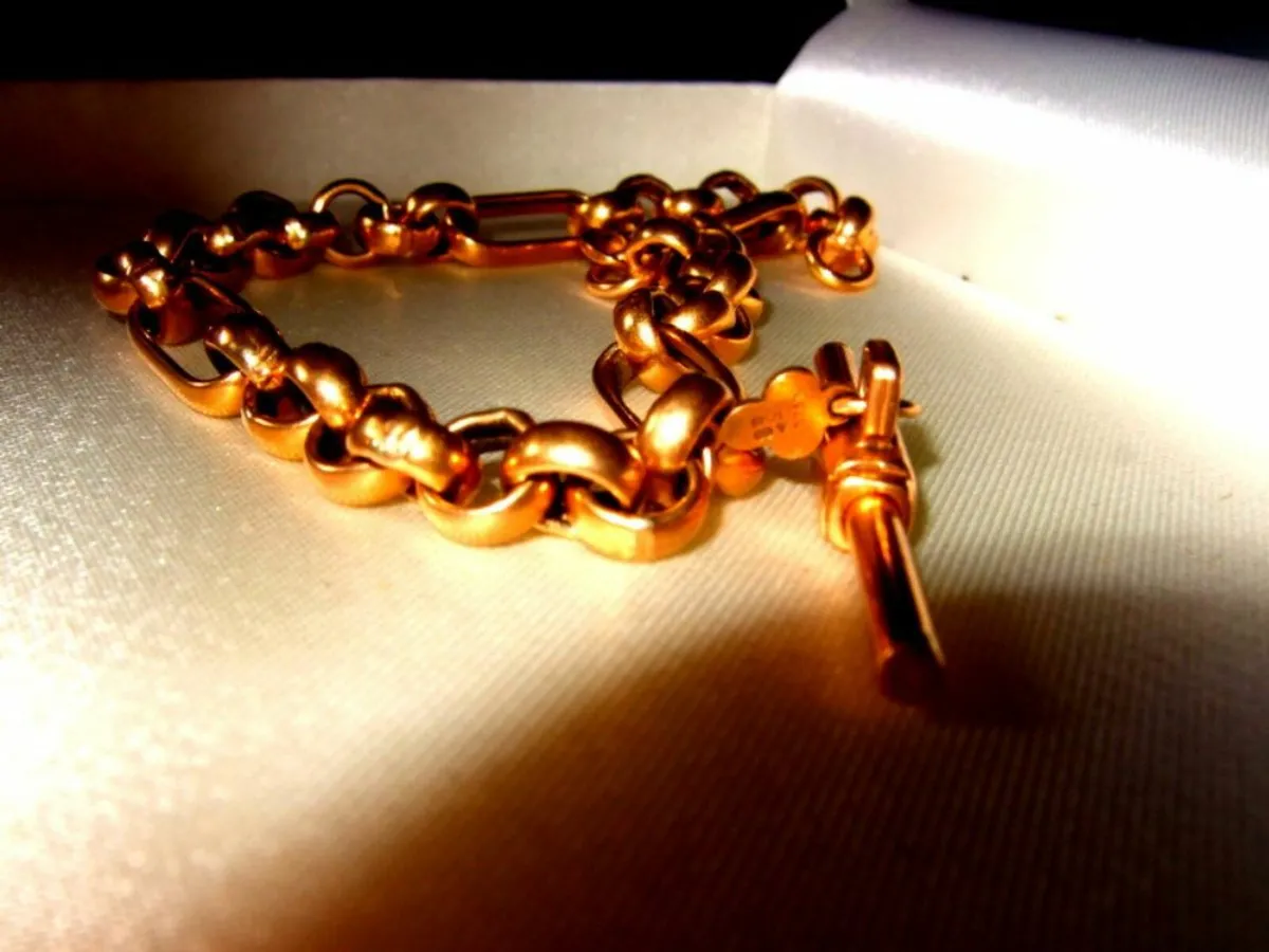 Vintage Chunky Hallmarked 9ct Gold Albert Bracelet - Image 3