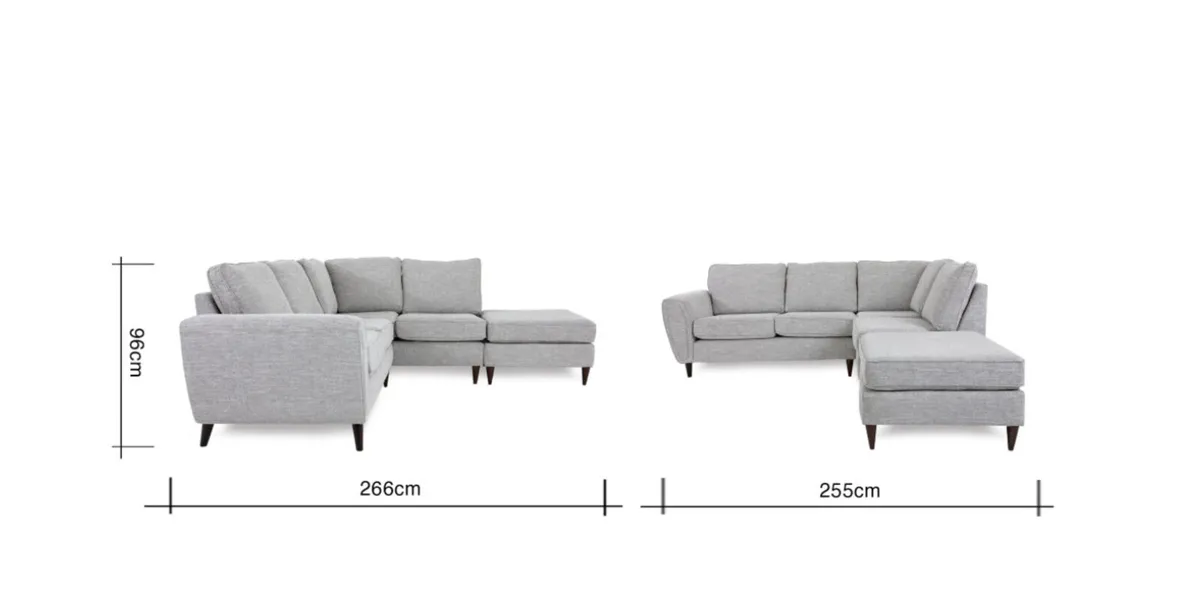 Grey left hand corner sofa & footstall - Image 3