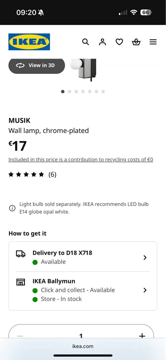 Musik ikea wall lights x2 including bulbs - Image 4