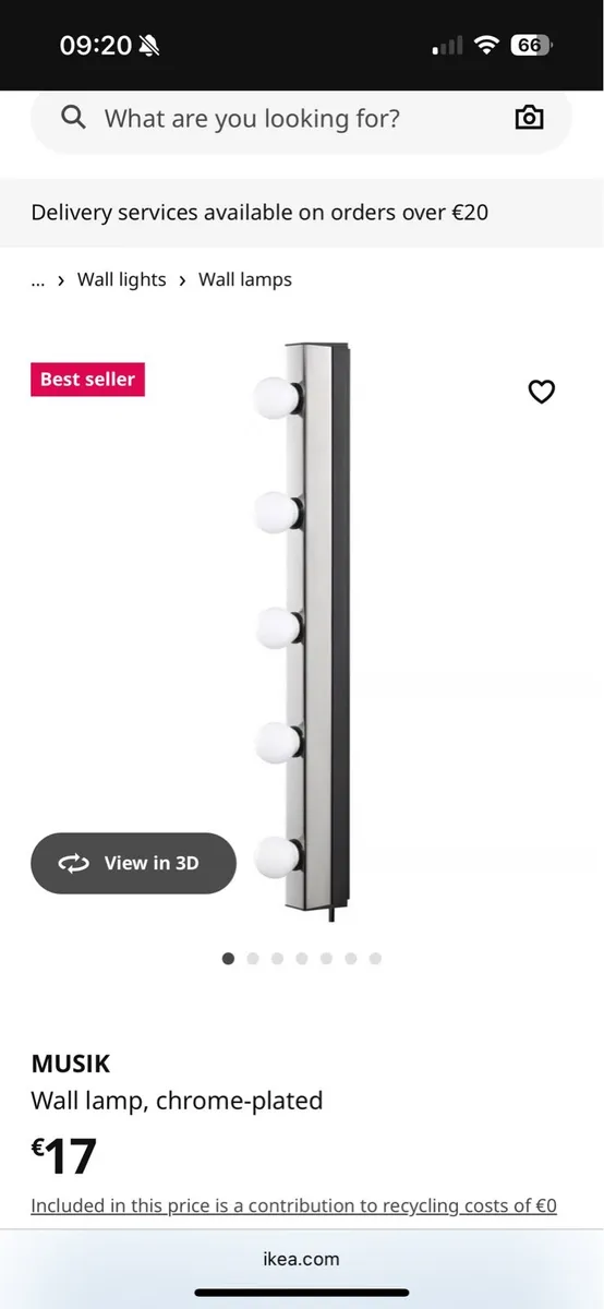 Musik ikea wall lights x2 including bulbs - Image 1