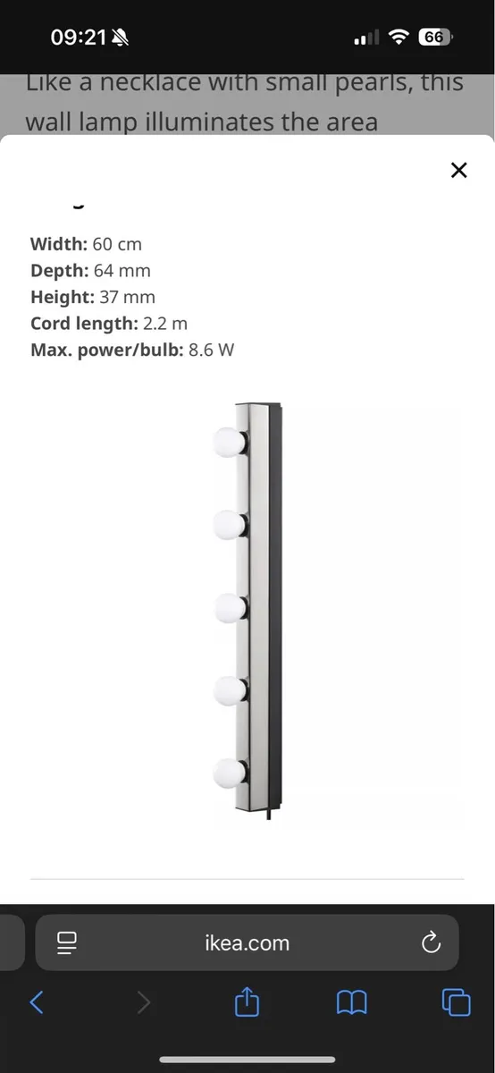 Musik ikea wall lights x2 including bulbs - Image 2