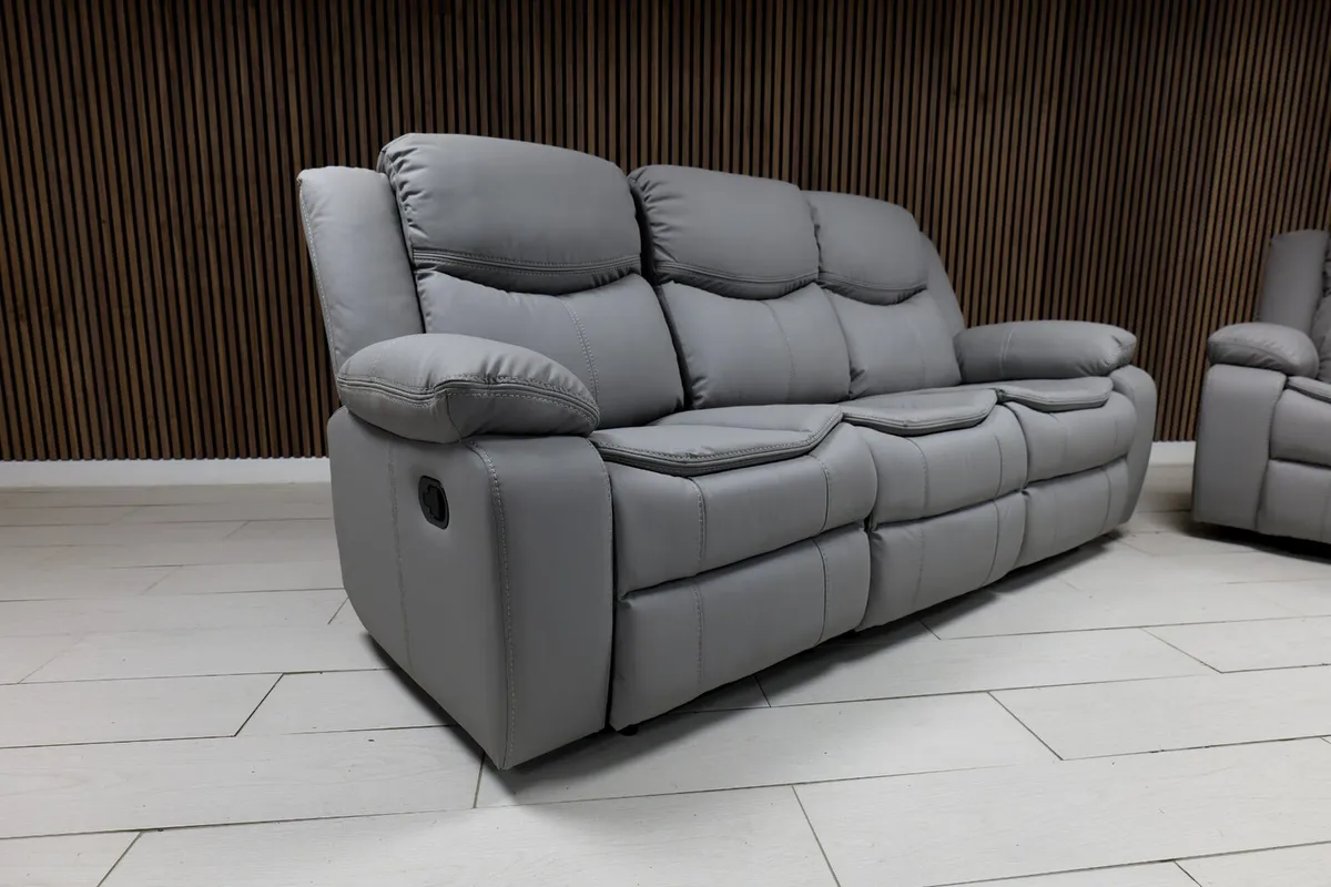 Valerie 3+2 Light Grey Leather, Manual recliner - Image 4