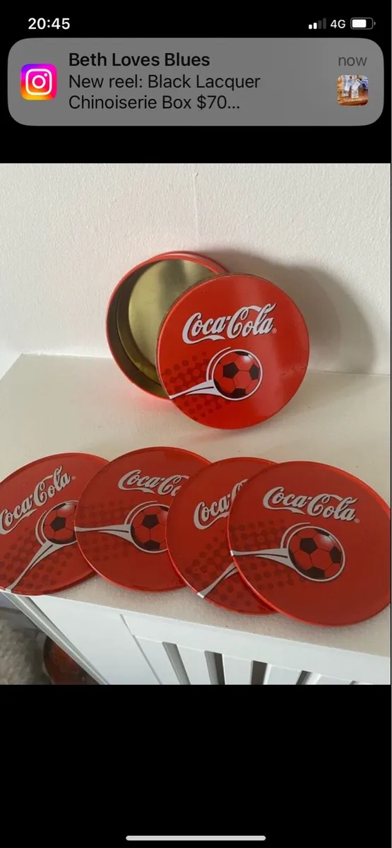 Coca Cola Metal Football Coaster Set - Image 1