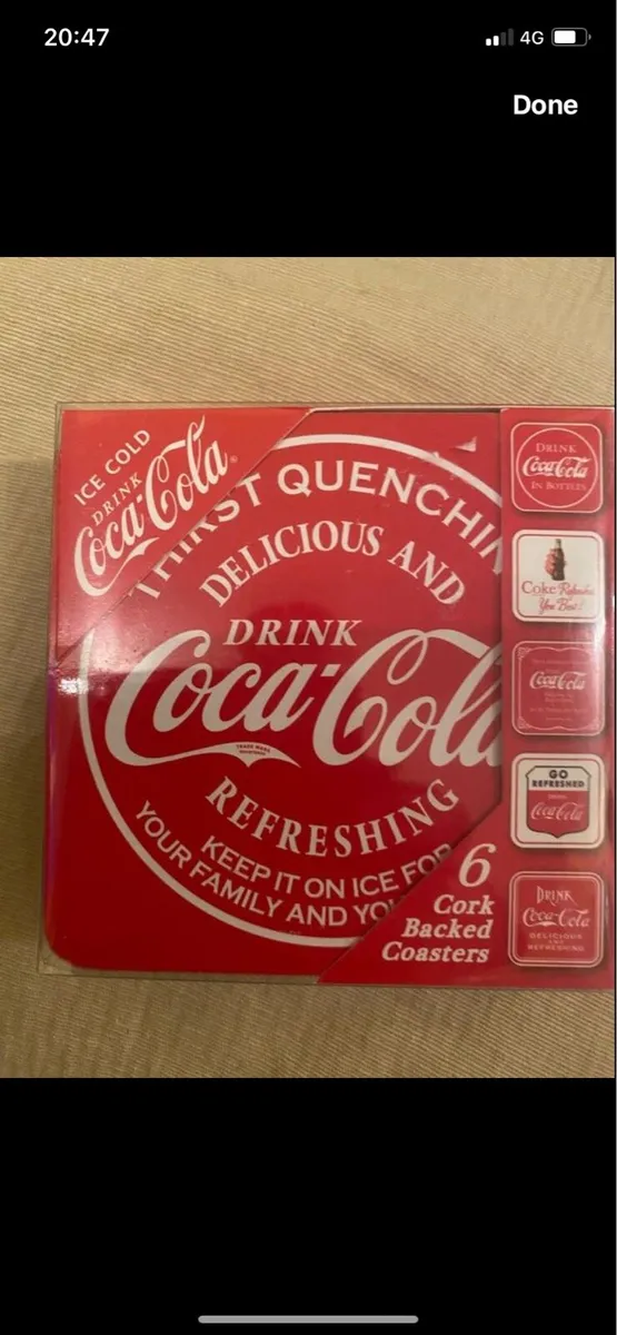 Coca Cola Cork Backed coaster Set (6) - Image 1