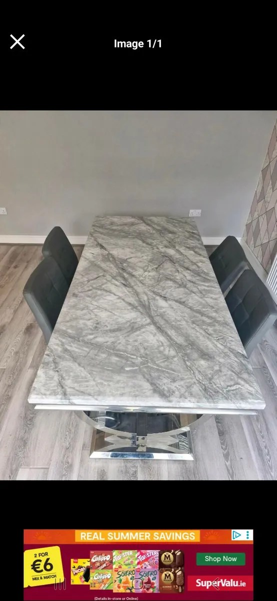 Grey marble table and chairs