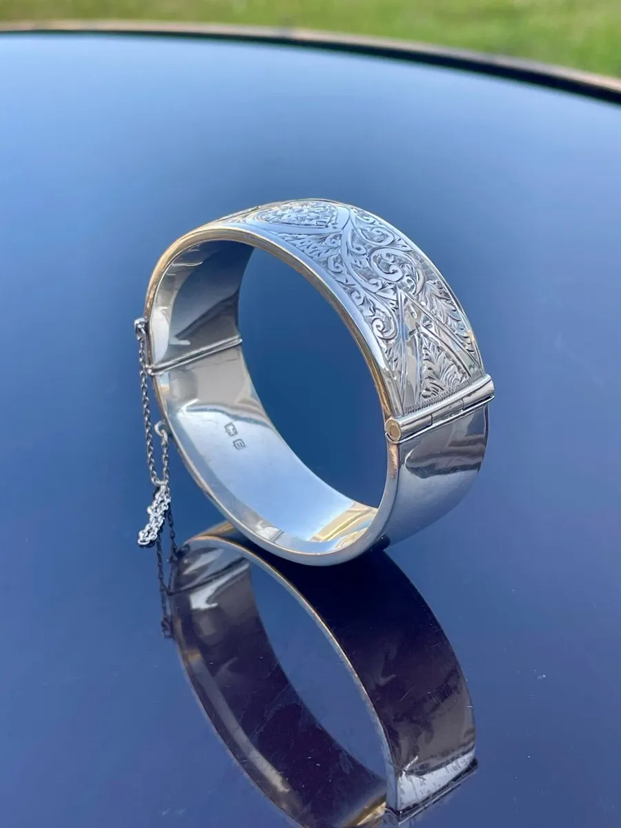 Vintage Sterling Silver Bangle Bracelet - Image 1
