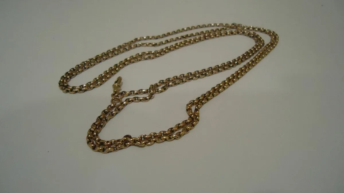 9ct rose  gold muff chain 28.5inch long each side - Image 2