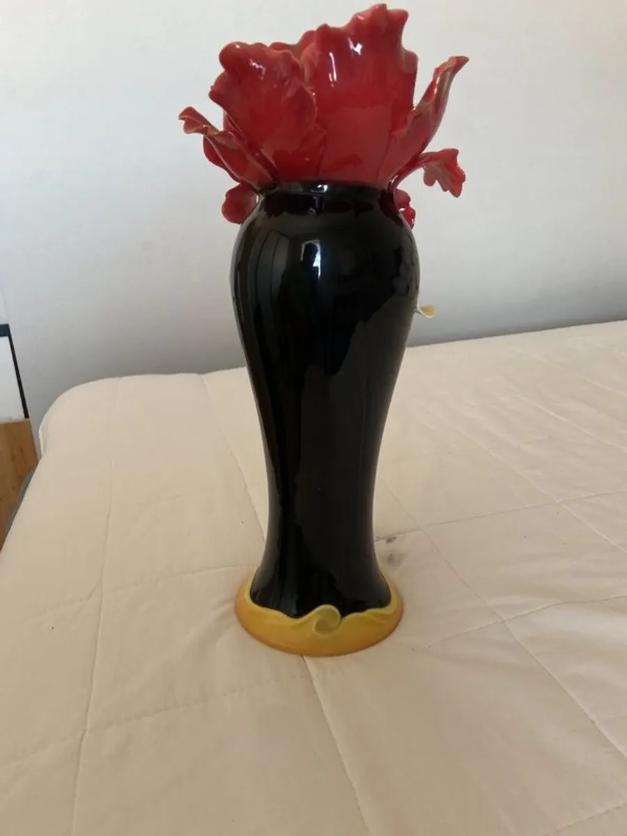 Franz Porcelain Vermillion Peony Vase - Image 4