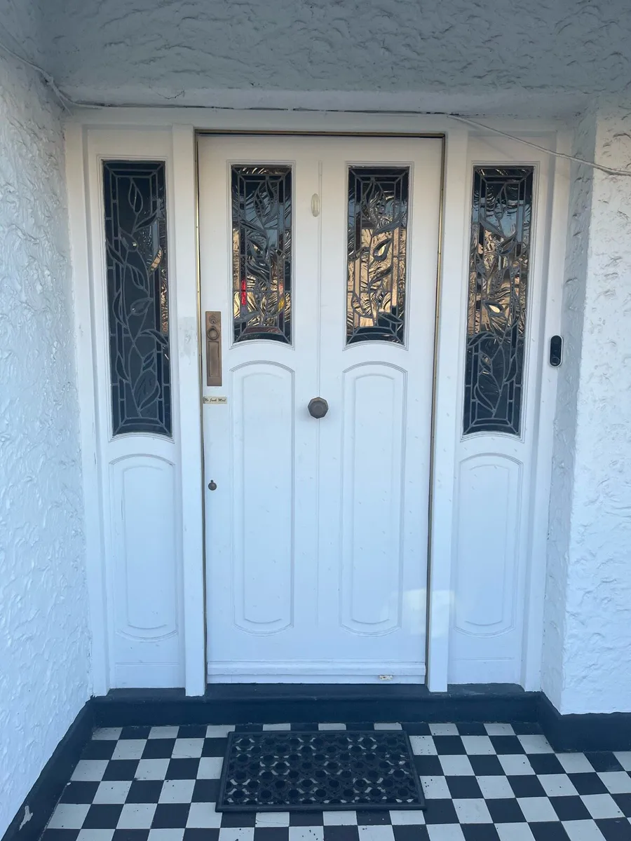 Elegant White Front Door w/ Decorative Glass Panel - Image 1