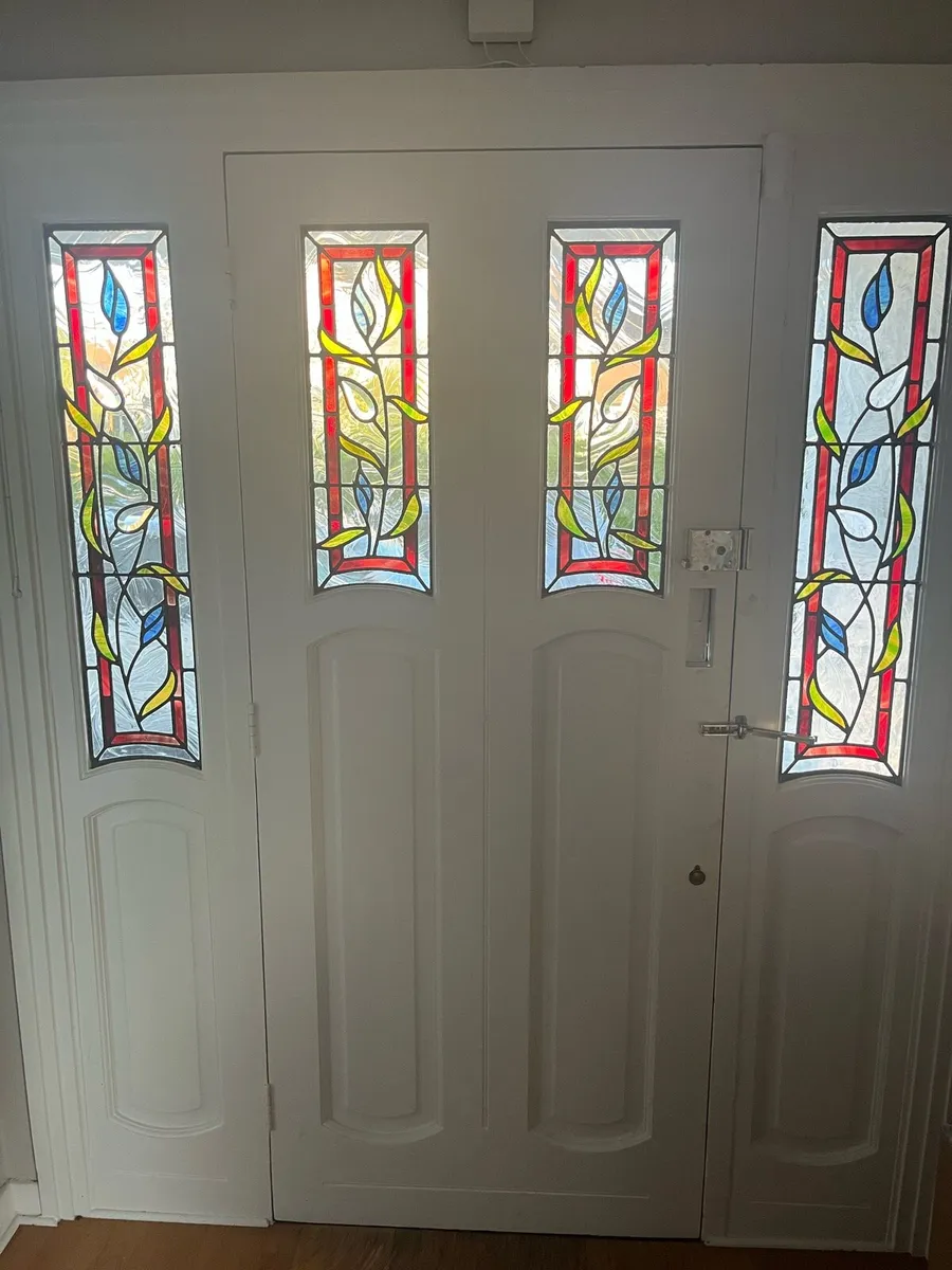 Elegant White Front Door w/ Decorative Glass Panel - Image 2