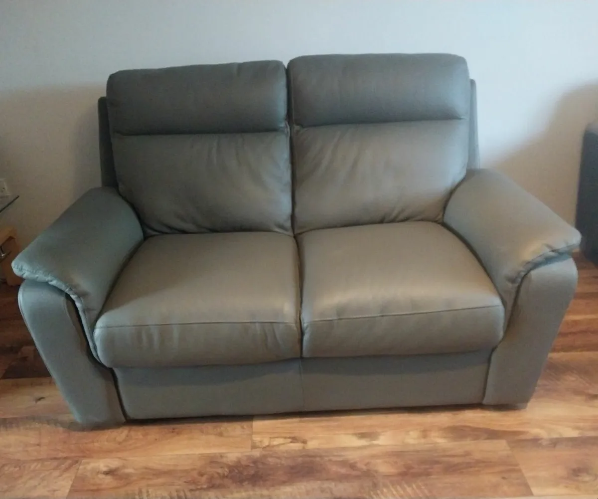 Furniture: Paolo 2 seater Grey Leather Sofa - Image 4