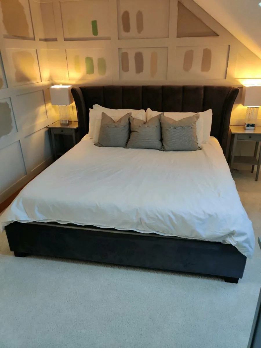 Cloudy Grey Velvet Super King 6′ Bed Frame - Image 3