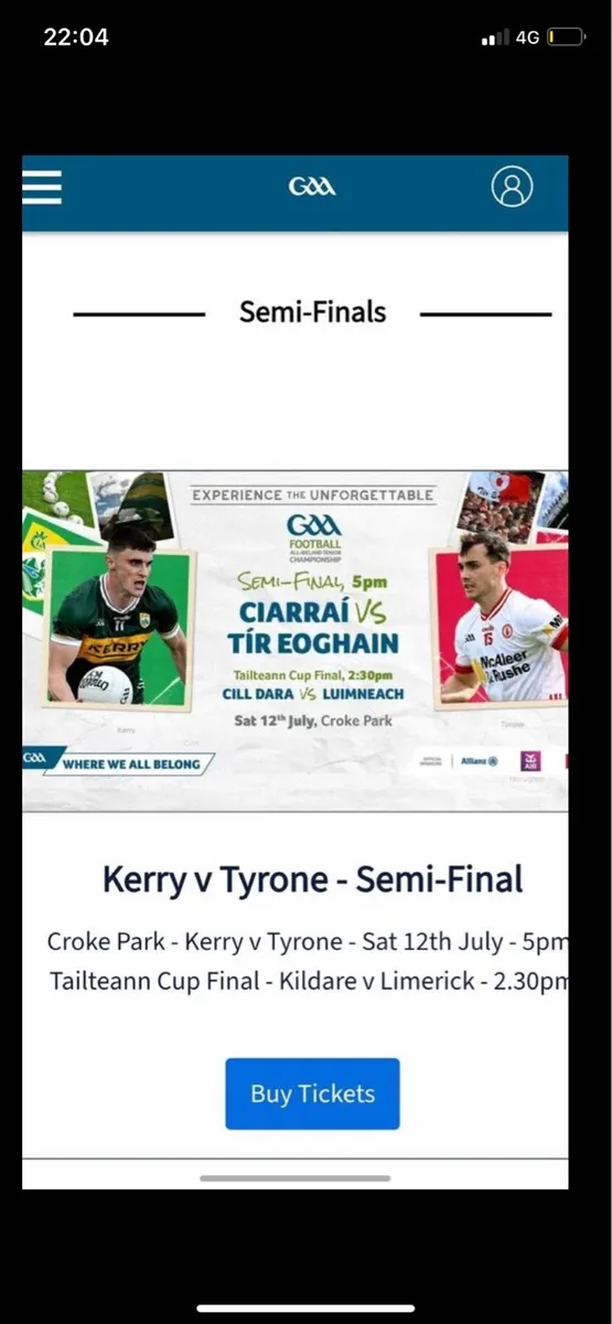 Semi final tickets