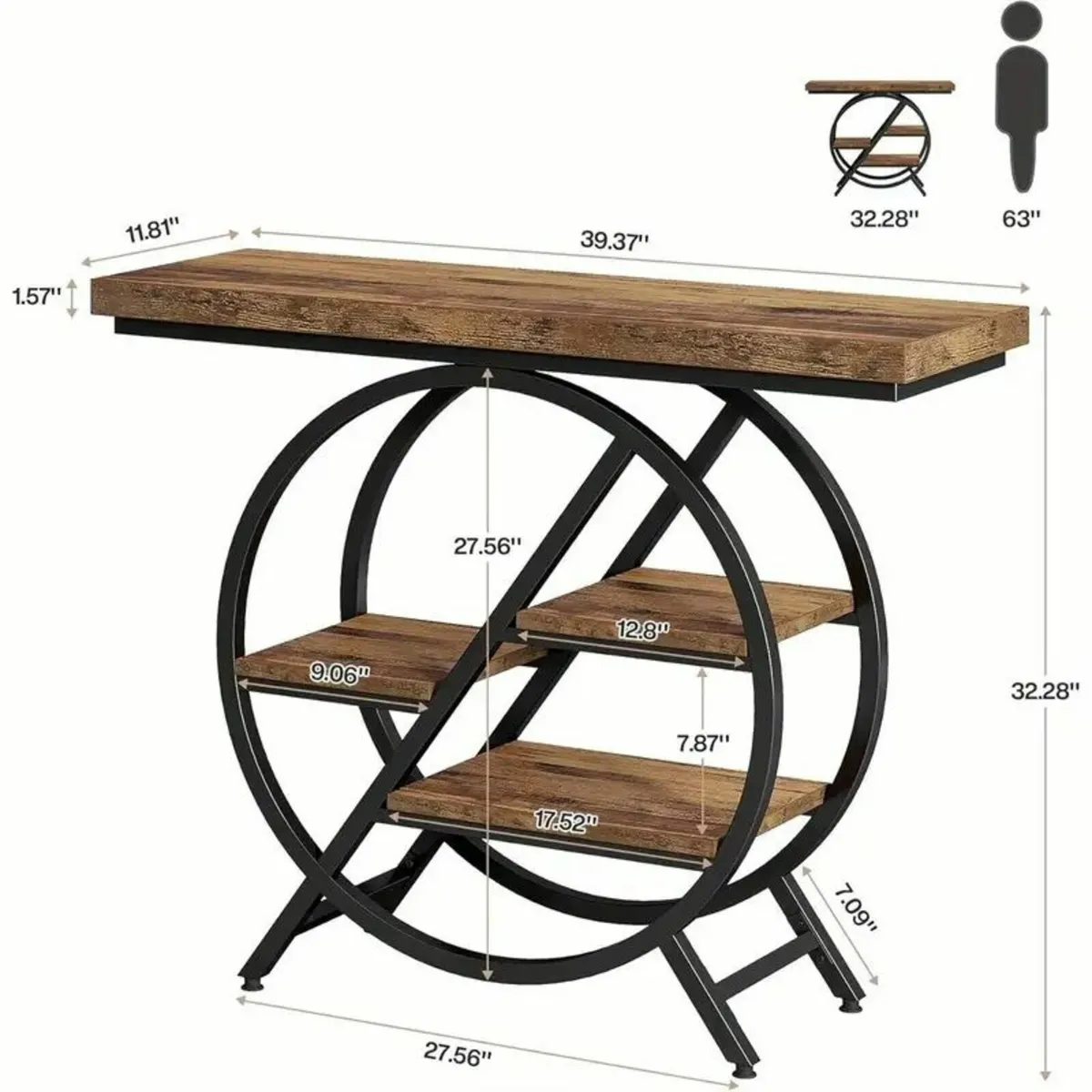 Narrow Entryway Console Table with Geometric Desig - Image 1