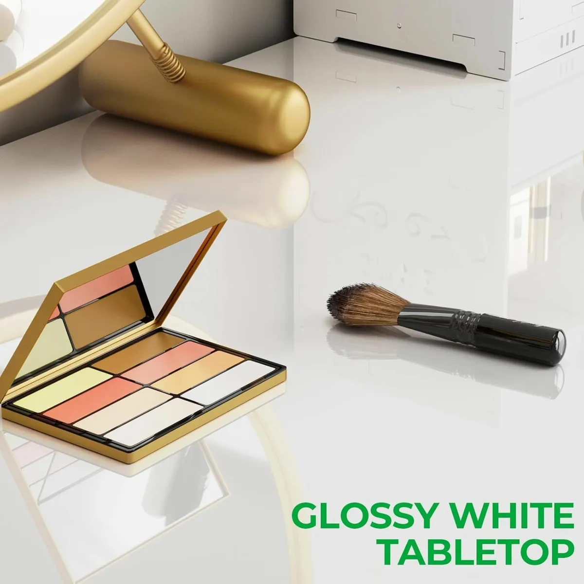 Dressing Table Glossy White 100x40cm Office desk - Image 3