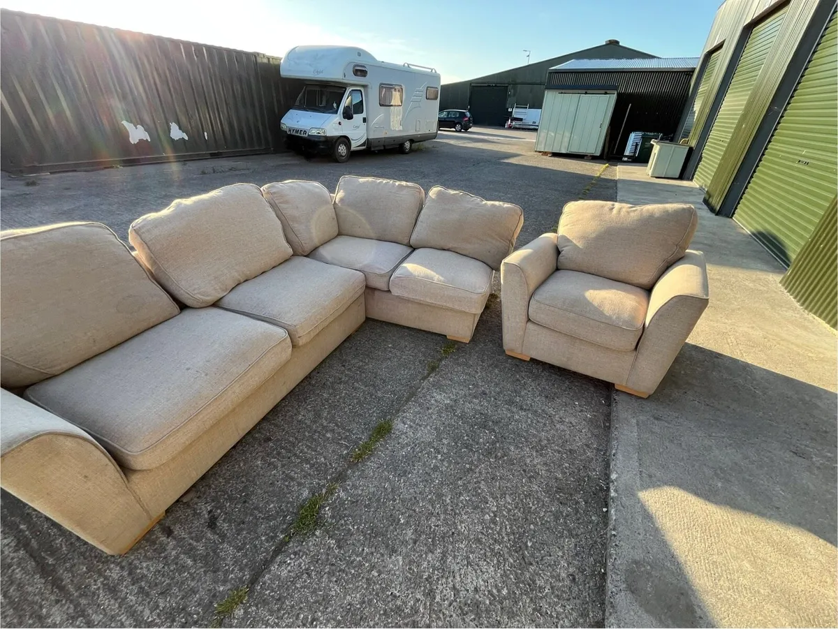 Beige corner sofa L shaped delivery available - Image 1