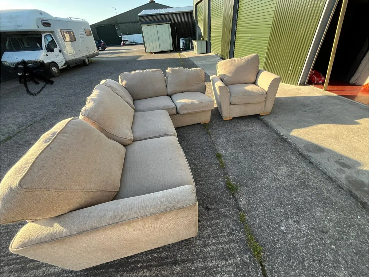 Beige corner sofa L shaped delivery available - Image 2
