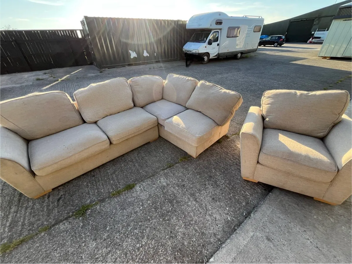Beige corner sofa L shaped delivery available - Image 4