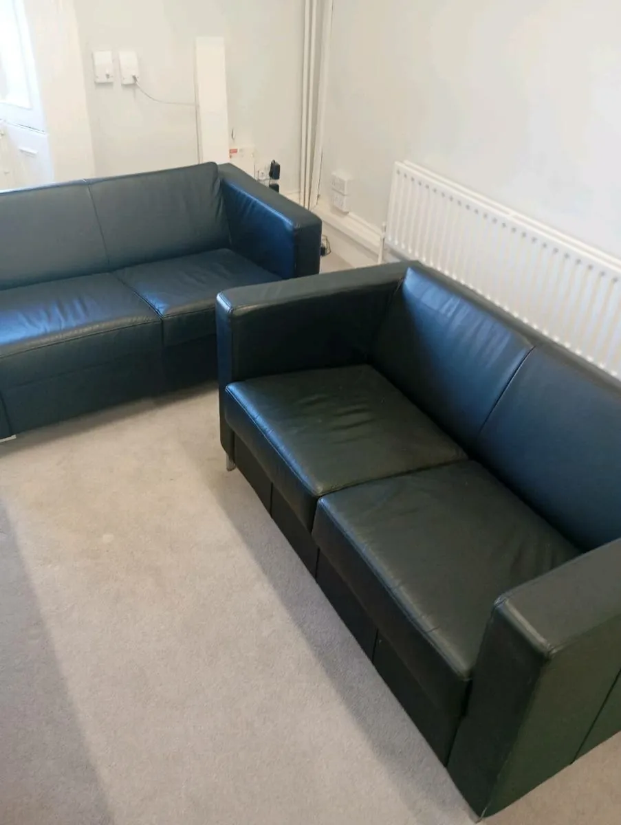 2 seater genuine leather sofas - Image 2