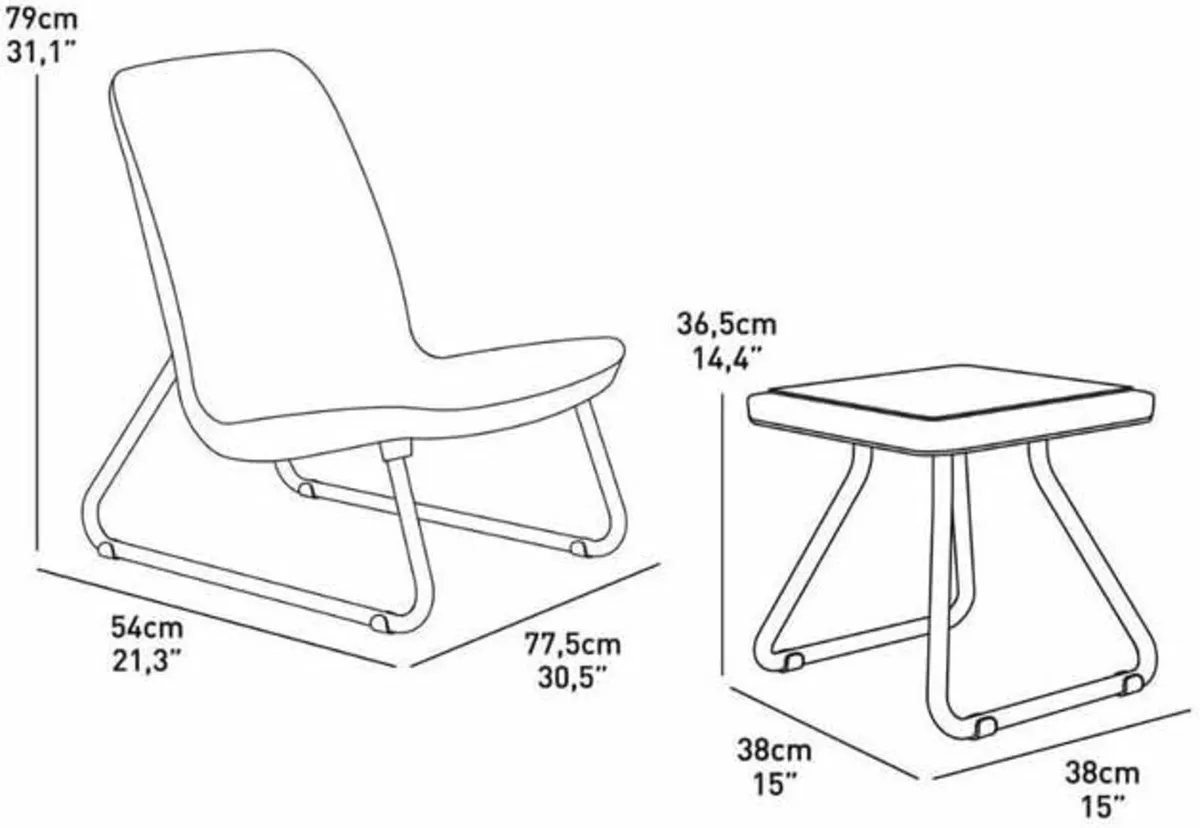 Rio Patio Set, Table and Chairs Graphite/Grey - Image 4