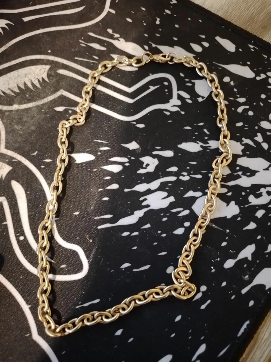 Gold Tone Thick Chain Necklace - Image 2