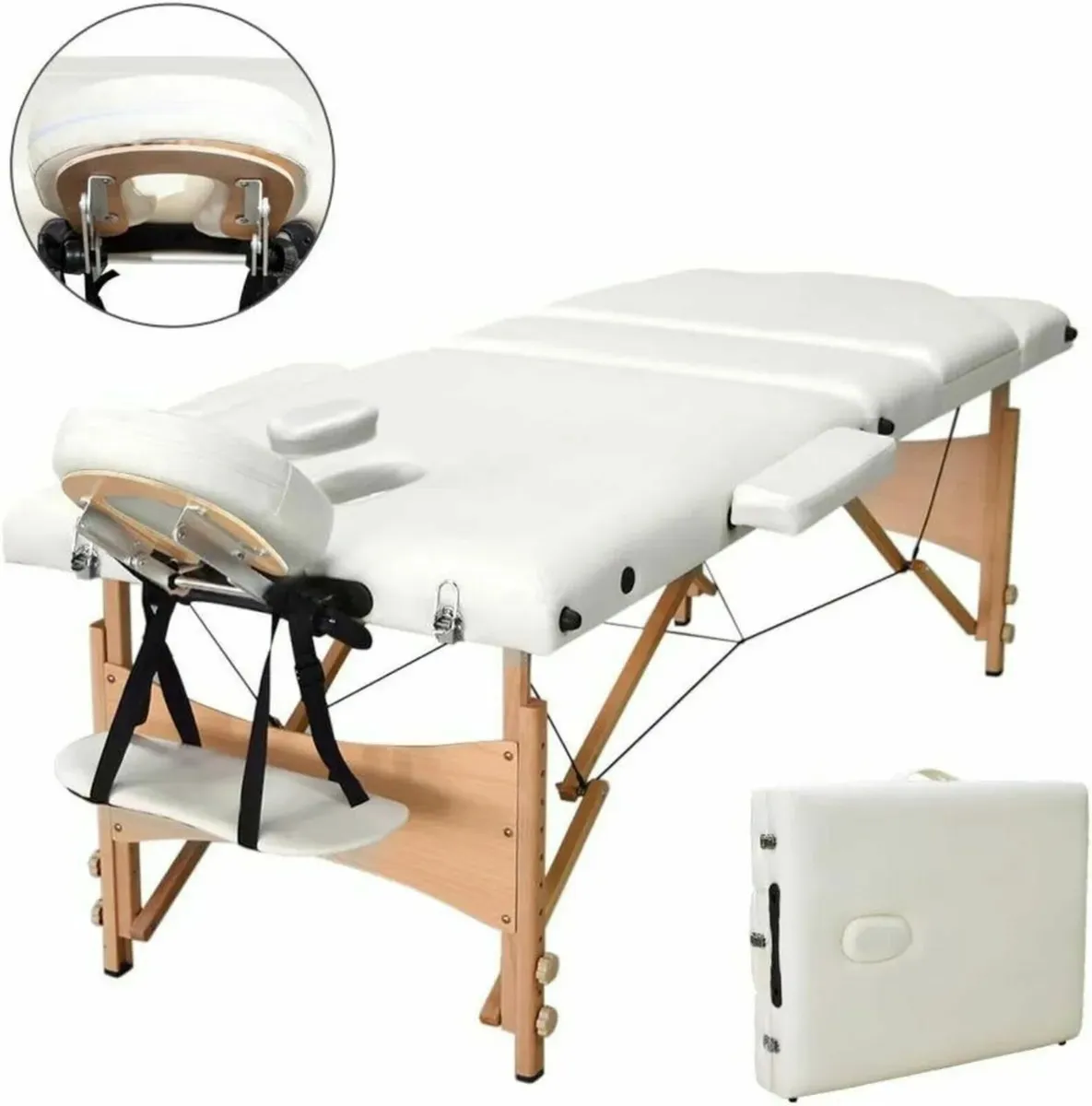 Massage Bed Table - Foldable Beauty Couch (White) - Image 4