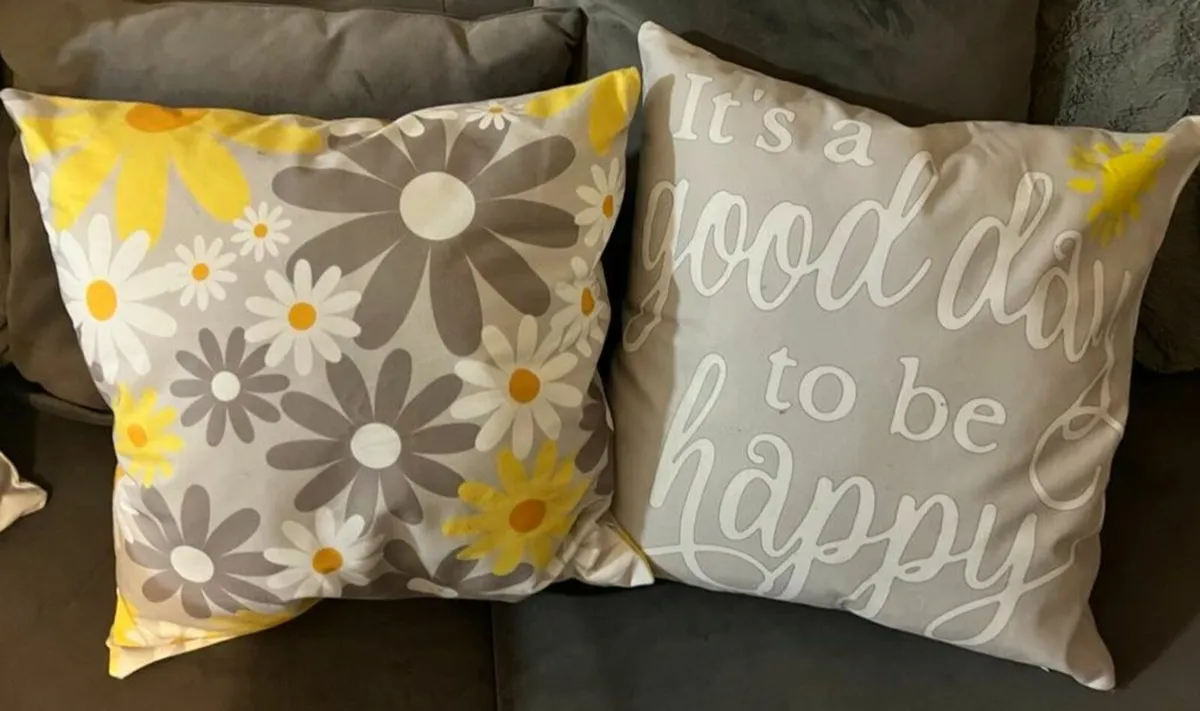 Grey and yellow cushions - Image 1