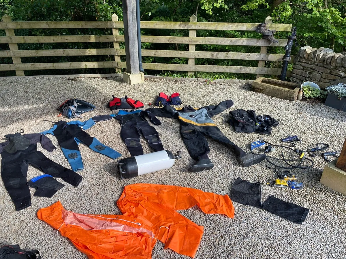Scuba tank snorkelling wet suit dry suit big lot - Image 1