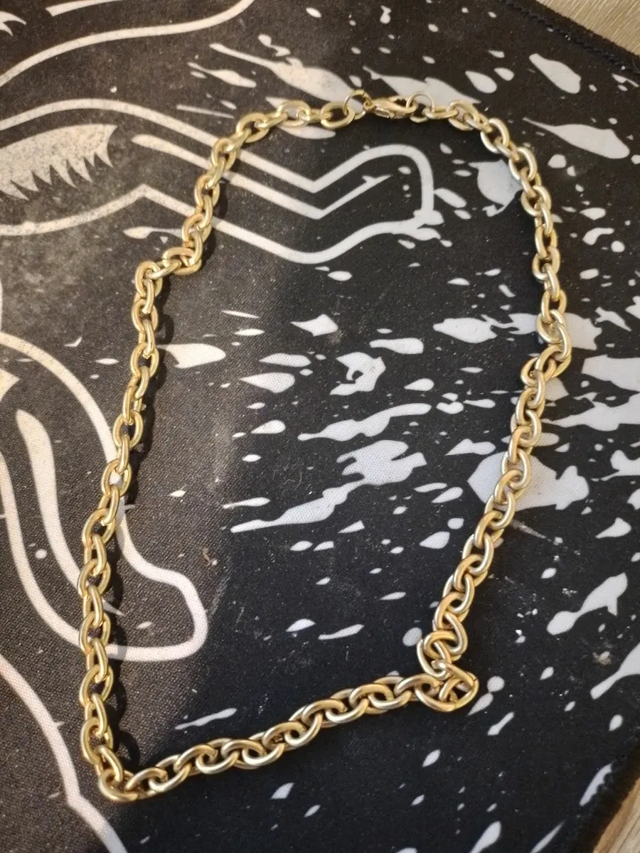 Gold Tone Thick Chain Necklace - Image 1