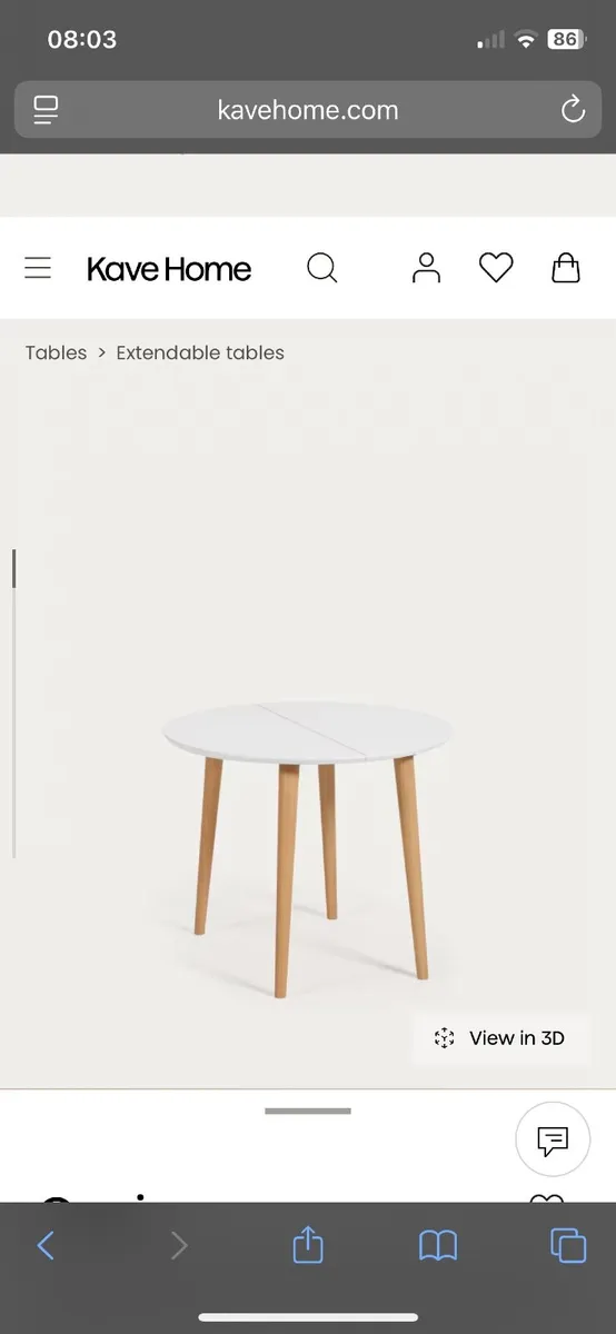 Dining table  round white and extendable - Image 2