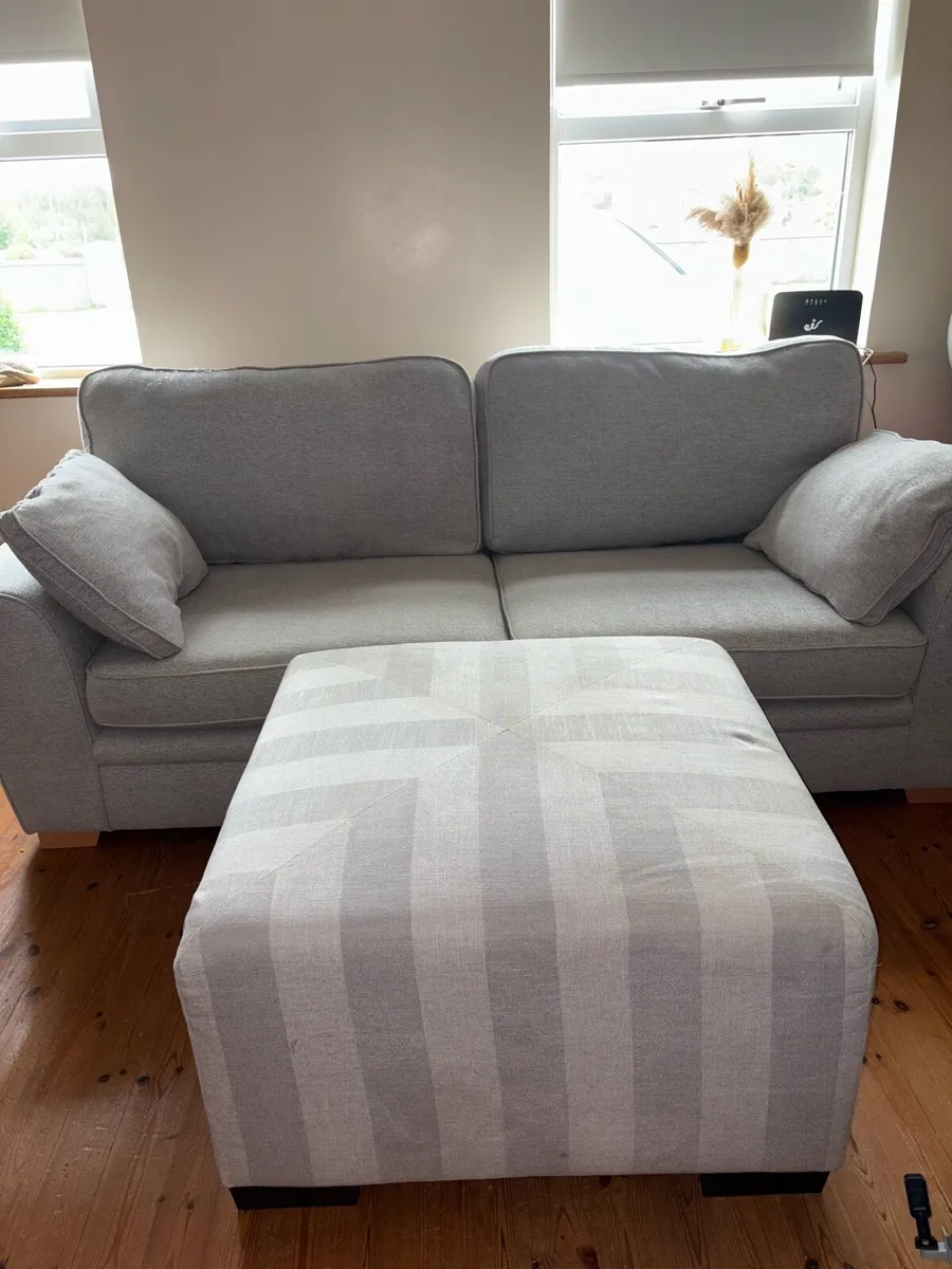 4 seater sofa , large armchair and footstool - Image 1