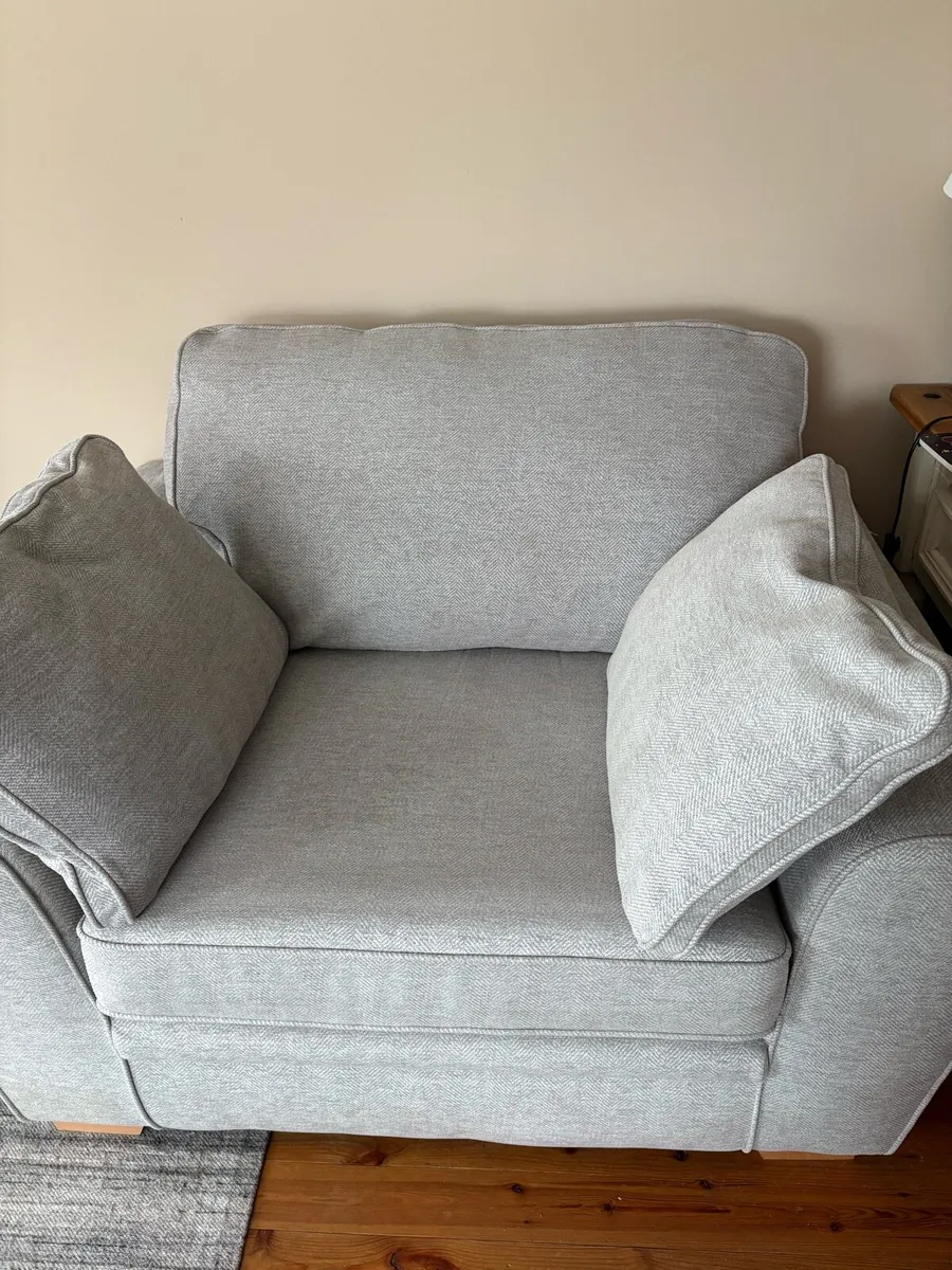 4 seater sofa , large armchair and footstool - Image 2