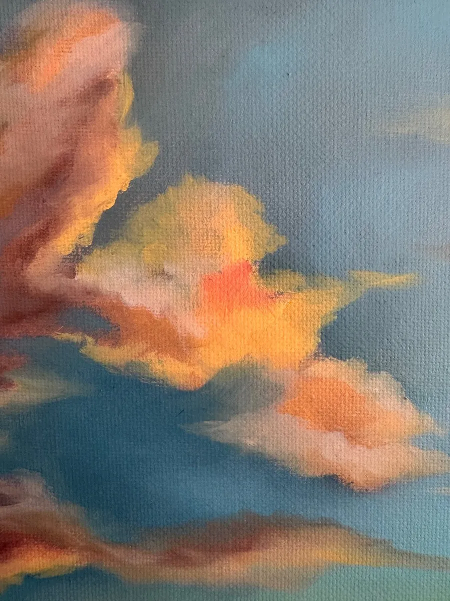 Oil painting seaside sunset sailboat - Image 2