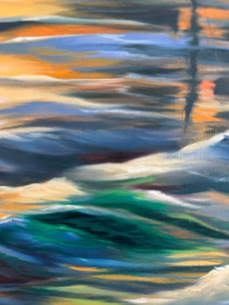 Oil painting seaside sunset sailboat - Image 3