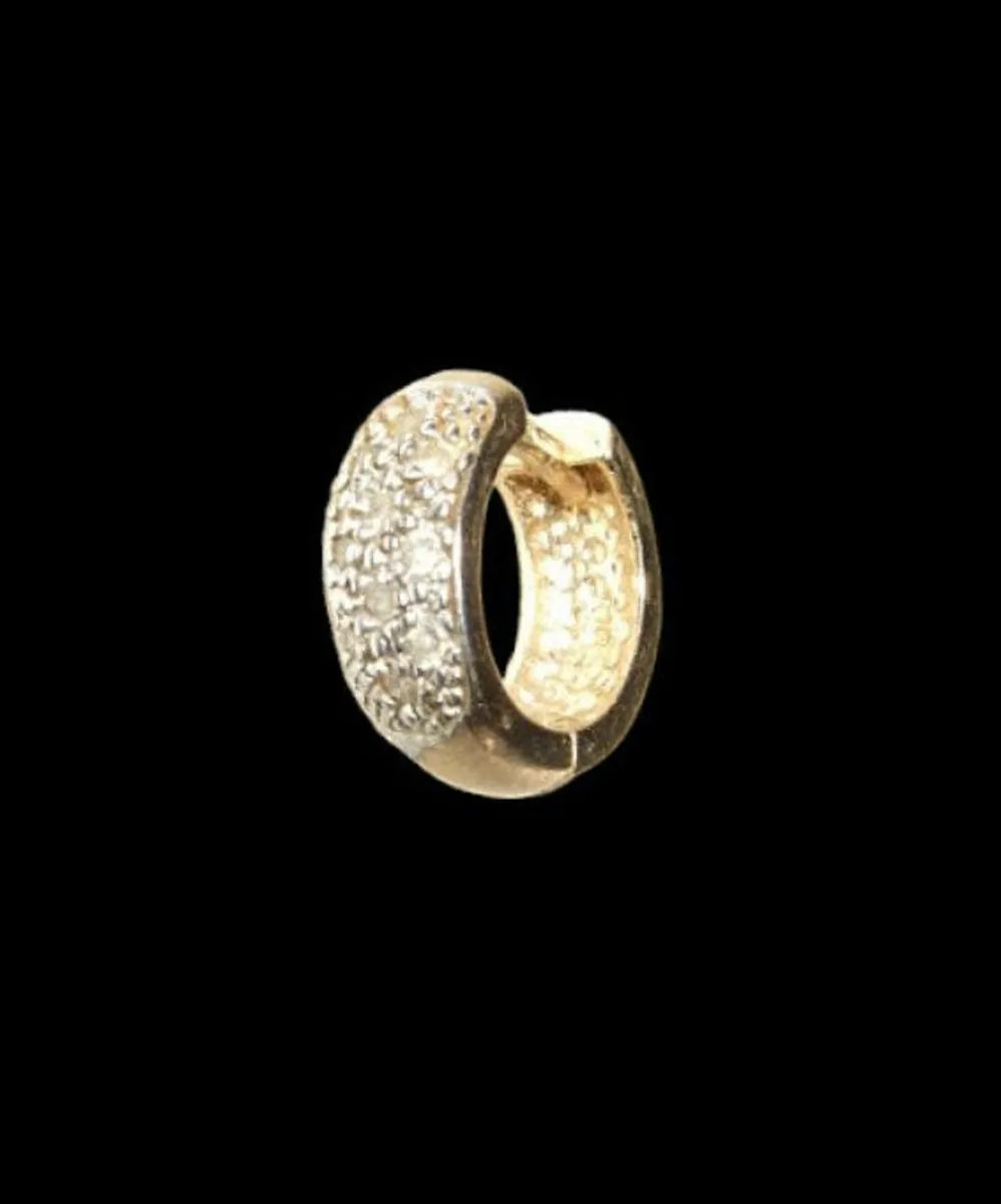 Vintage Hallmarked Yellow Gold Diamond Ear Cuff - Image 1