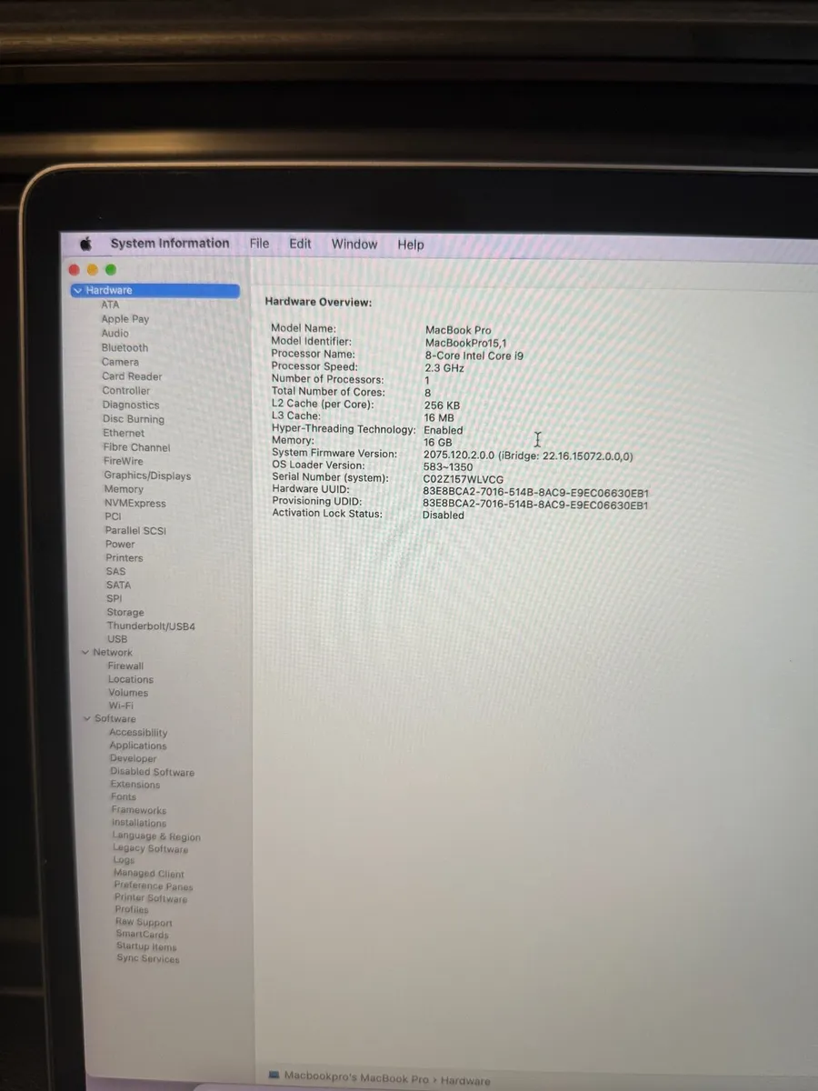 MacBook Pro 15" 2019 i9/16GB/512SSD/176c - Image 3